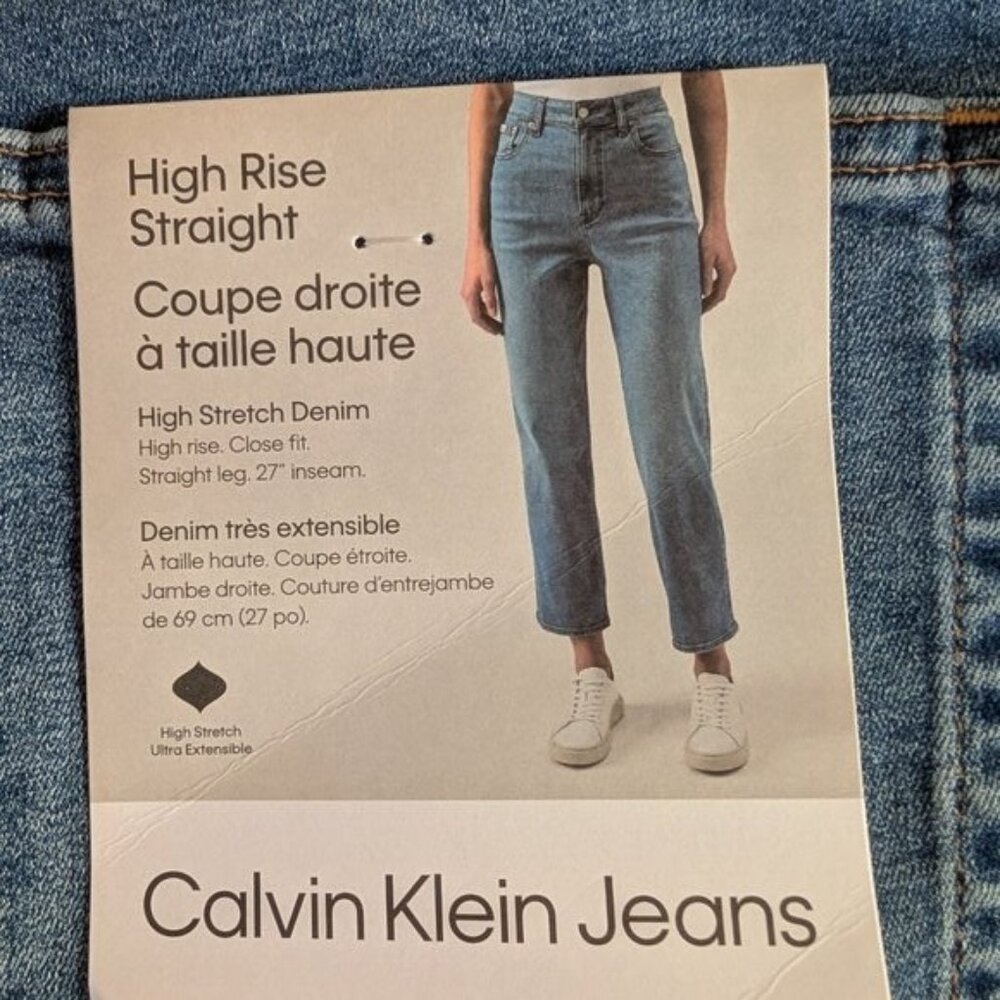 32W x 27L Women's CALVIN KLEIN stretch denim High rise straight leg jeans